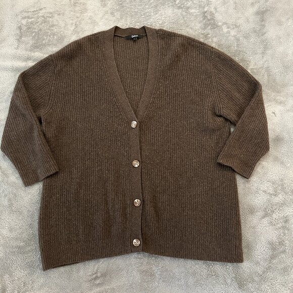 Quince Sweaters - Quince Mongolian Cashmere Brown Oversized Boyfriend Cardigan Women's LARGE